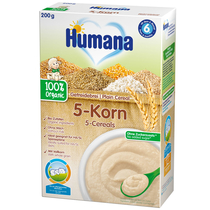 Cereale Humana fara lapte organic cu 5 cereale de la 6 luni 200 g