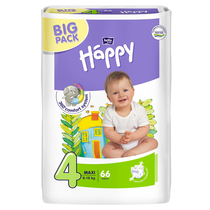Scutece Happy 4 big pack maxi 66 buc pentru 8-18 kg
