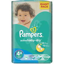 Scutece Pampers active baby-dry 4+ maxi plus giant pack 70 buc pentru 9-16 kg