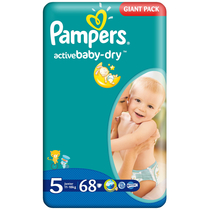 Scutece Pampers active baby-dry 5 junior giant pack 68 buc pentru 11-18 kg