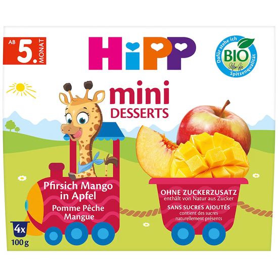 Gustare cu fructe Hipp mere si piersici de la 5 luni 4 x 100 g