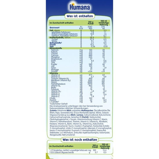 Lapte praf Humana 1 DE de la nastere 700 g