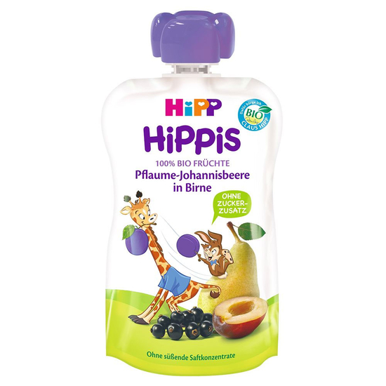 Piure Hipp Hippis pere cu prune, coacaze negre de la 1 an 100 g