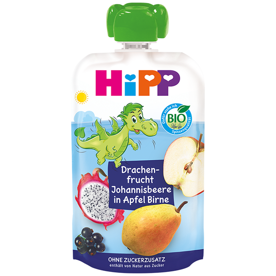 Piure de fructe Hipp Hippis fructul dragonului coacaze negre si mar-para de la 1 an 100 g