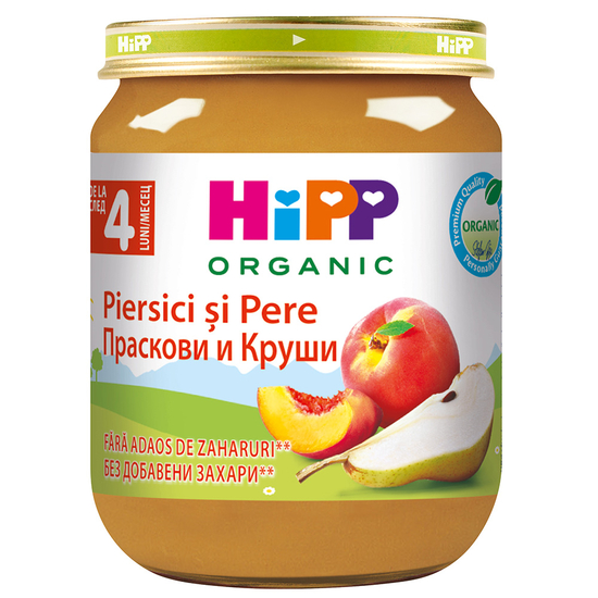 Piure de fructe Hipp piersici si pere de la 4 luni 125 g